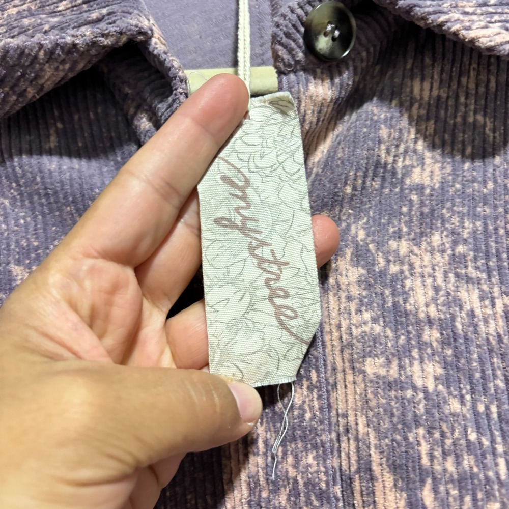 Mystree Shacket Corduroy Bleached Purple Pink Oversized Button Up Shirt Jacket M - Picture 4 of 11